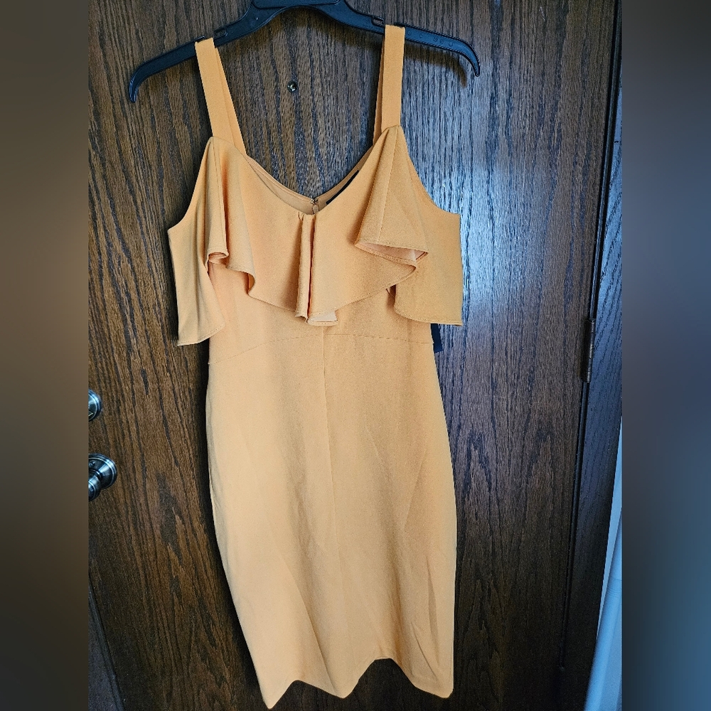 Rachel Zoe Orange Ruffle Off-Shoulder Dress